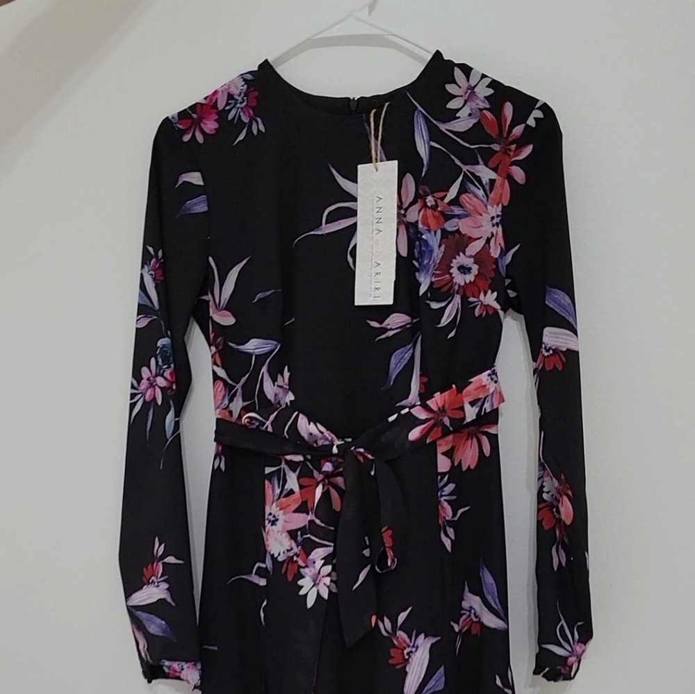 Black Floral Modest Dress Annah Hariri, Size 6